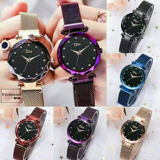 Jam Tangan Wanita Rantai Magnet / Jam Magnet Motif Berlian