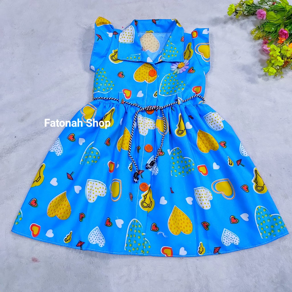 Dress anak 1 2 tahun baju anak cewek perempuan kancing ( dress kancing planet )