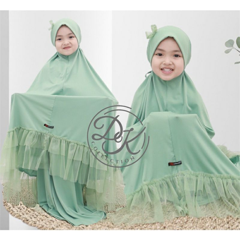 Mukena Anak usia umur 3 4 5 6 Tahun mukenah jersey anak pita tile polos rumbai mukena ruffle murah b