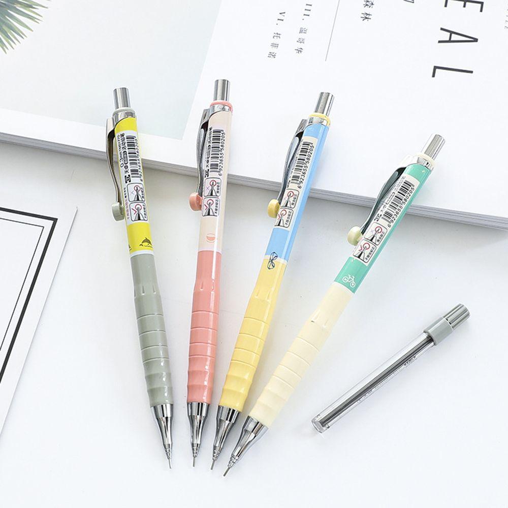 TOP 1set Pensil Mekanik Warna 0.3mm Acak Gambar Baru Perlengkapan Sekolah Isi Ulang Plastik