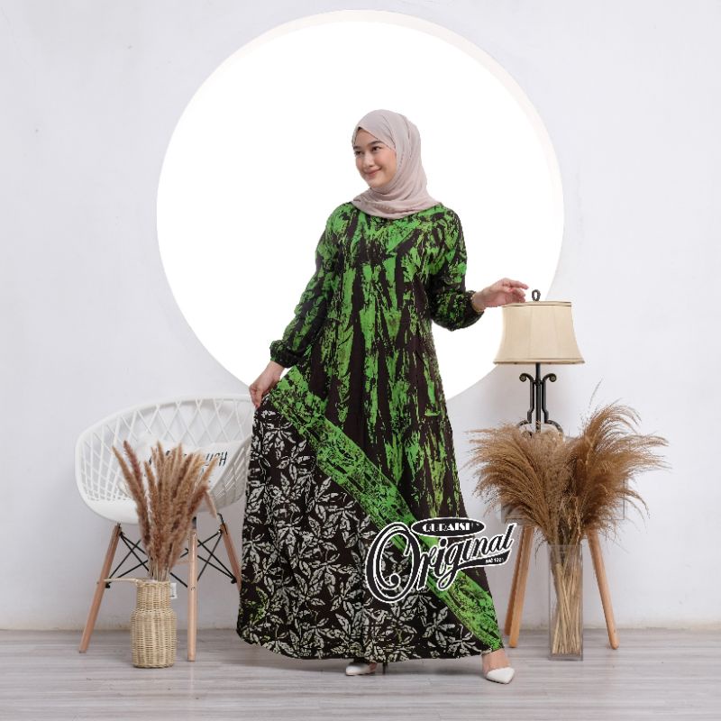 Gamis Rayon Twill Premium Candi Mekar Ori Cap Malaman Syari Jumbo