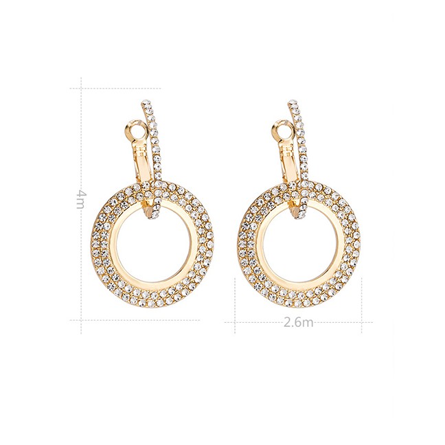 LRC Anting Tusuk Fashion Color Round Shape Decorated Earrings F05432