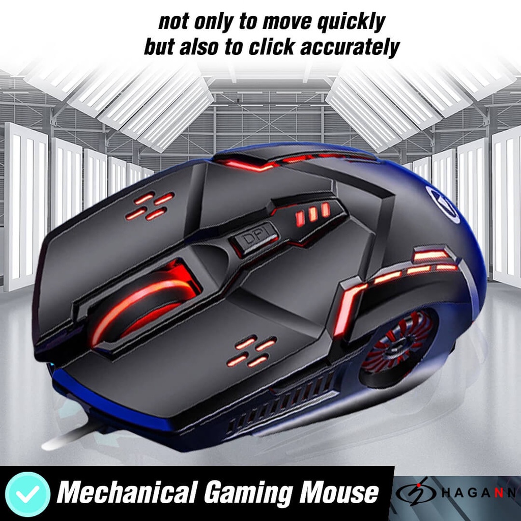 Mouse Gaming Wired Kabel USB Laptop Komputer PC Game RGB LED Murah Unik Ergonomic Up To 3200 DPI