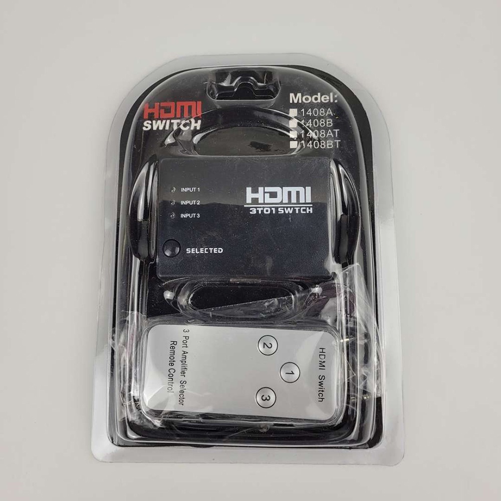 HDMI Switch 3 Port Full HD 1080P with Remote Control - 3T01 - Black