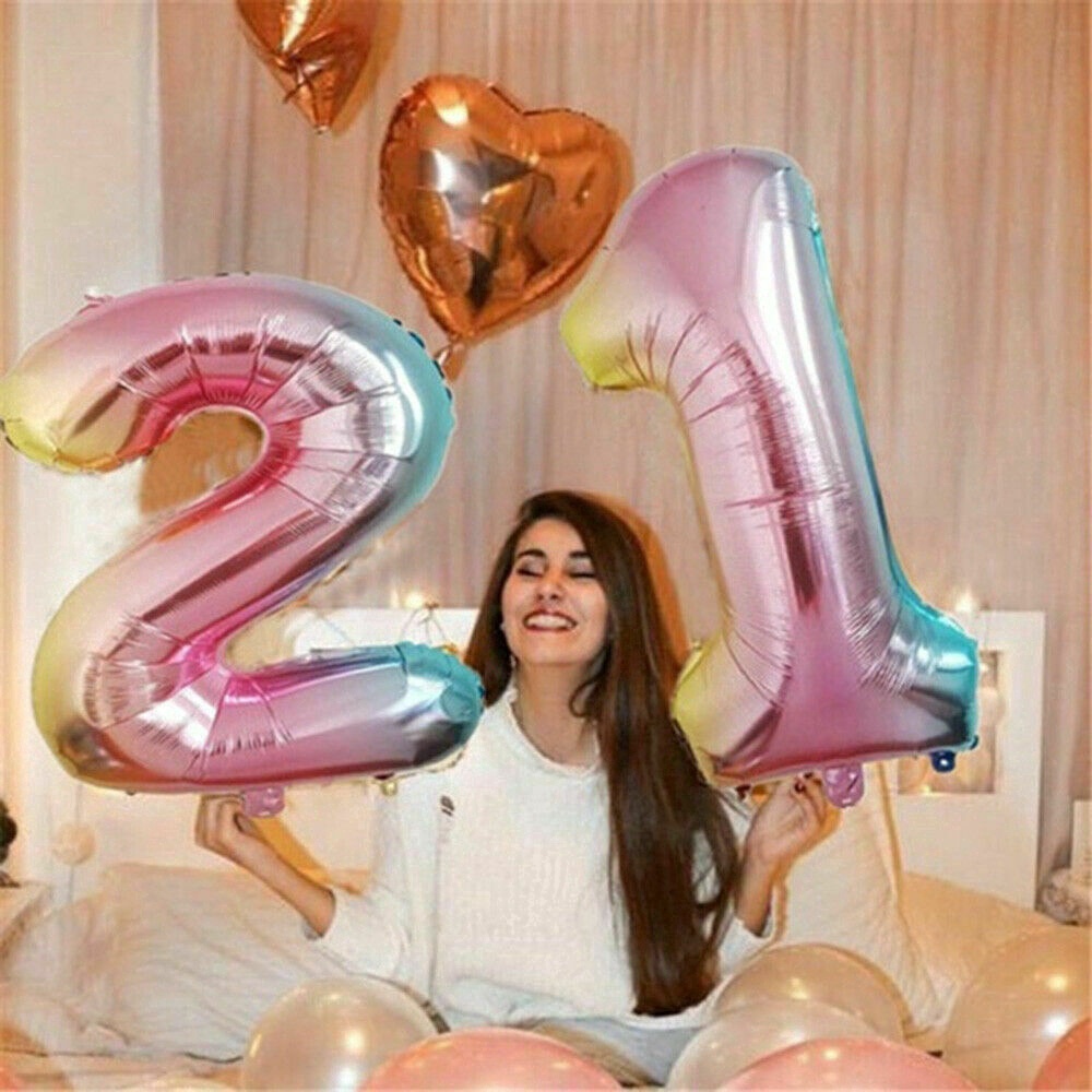 Balon Foil 0-9 Warna Gradasi Untuk Dekorasi Pesta Natal / Baby Shower