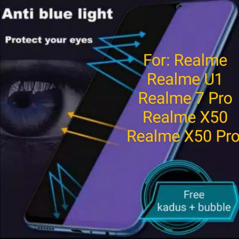 Realme U1 7 Pro X50 Pro Antigores Tempered Glass Anti Blue light Screen Guard protector TG