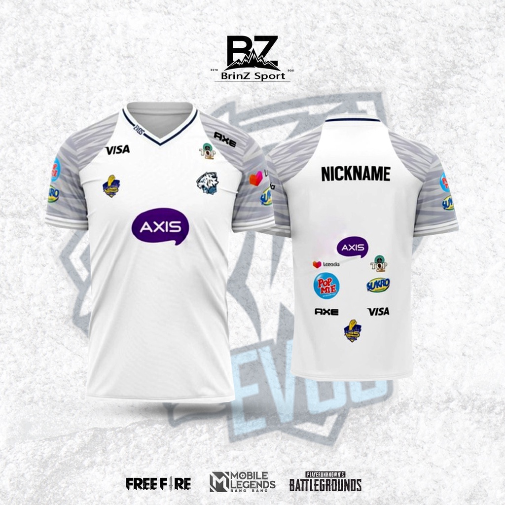 Jersey Evos Putih Away Dewasa & Anak Terbaru 2021 ( Free Nickname dan Sticker )