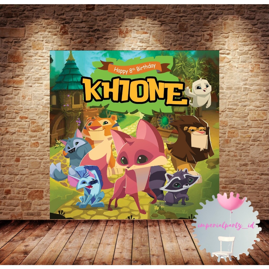 Custom Backdrop Banner Spanduk Happy Birthday Animal Jam