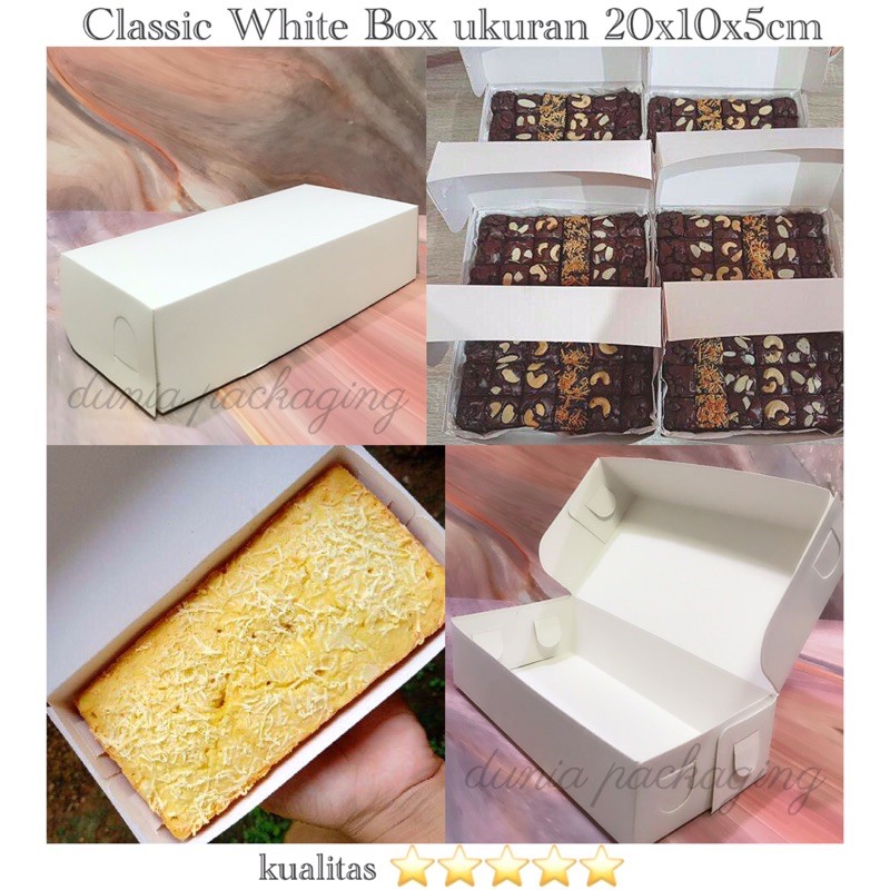

Classic White Box Kotak Kue Putih Ivory ukuran 20x10x5 box brownies / nugget / bakery