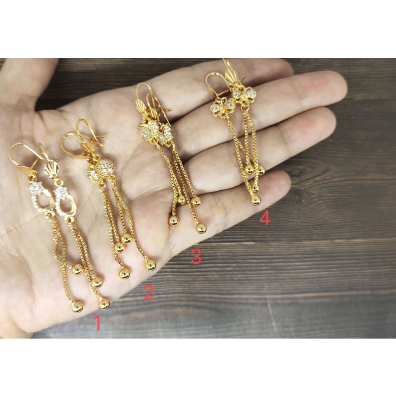 Fifi Fashion Anting gantung juntai model Henessy perhiasan lapis emas 12#