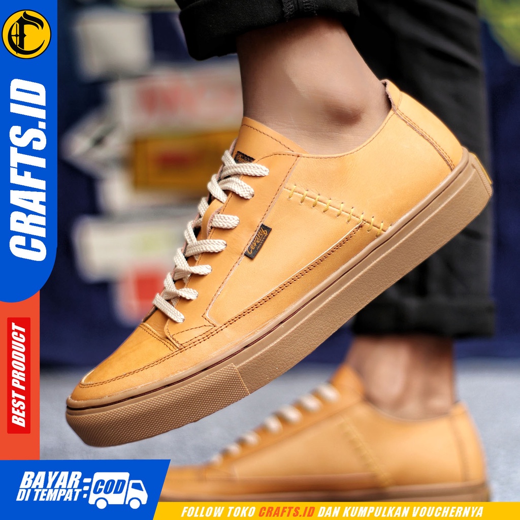 Sepatu Sneakers Pria Sepatu Casual Pria Kulit Asli Sepatu Kerja Kuliah Kondangan Sepatu Hitam Pria CRAFT DANTEZ