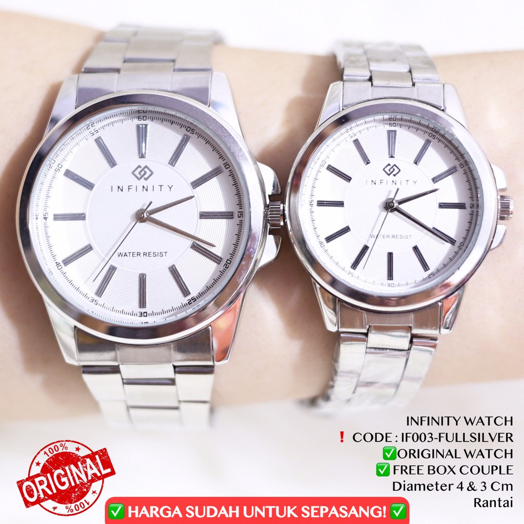 Jam tangan COUPLE ORIGINAL INFINITY rantai stainless free box garansi 1 tahun anti air IF003