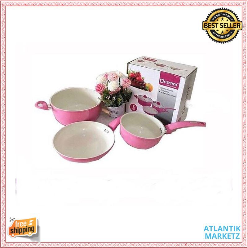 DESSINI CERAMIC COOKING SET 5 PCS Panci BAHAN TEBAL ANTI LENGKET