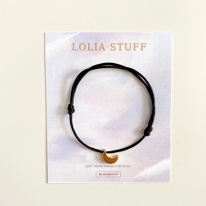 gelang tangan simple charm moon loliastuff (gelang tali/ gelang hitam/ gelang charm/ gelang friendship/ gelang basic/ gelang unisex)