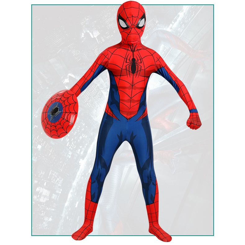 Superhero Biru KOSTUM SPIDERMAN Baju Cosplay SUPERHERO Anak + Spider -Man Topeng