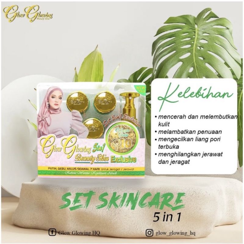 GLOW GLOWING MALAYSIA 5IN1 ORIGINAL DARA ANGGUN MEMCERAHKAN MENGHILANGKAN JERAWAT MEMUDARKAN FLEK HI