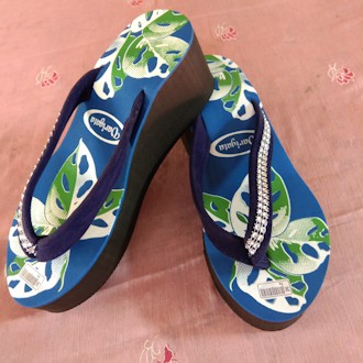 ANUR-sandal wanita wedges sablon  tinggi 6 cm