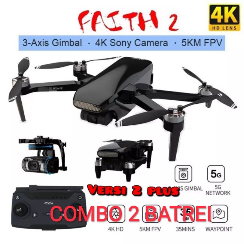 Drone GPS murah lipat cfly Faith 2 plus 4k kamera eis 3axis