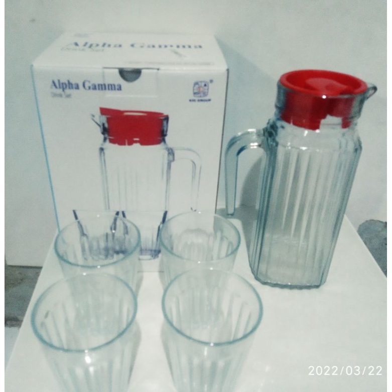 gelas set / 1 teko + 6 gelas cantik