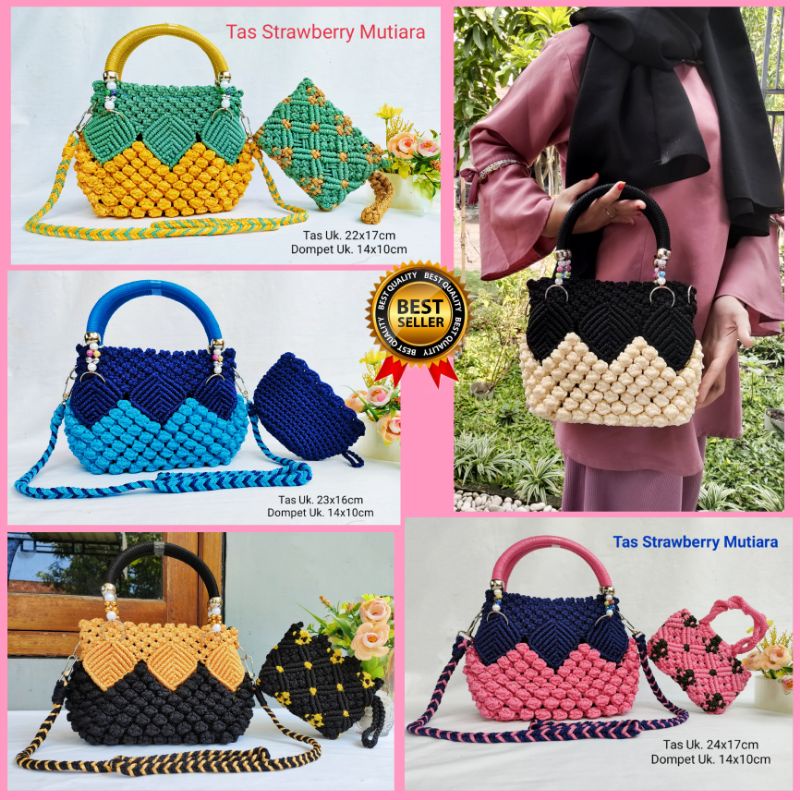 Grosir @90rb / Party Bag Strawberry TaliKur By Al-Kafa / Tas Pesta Rajut TaliKur / Tas TaliKur Berry