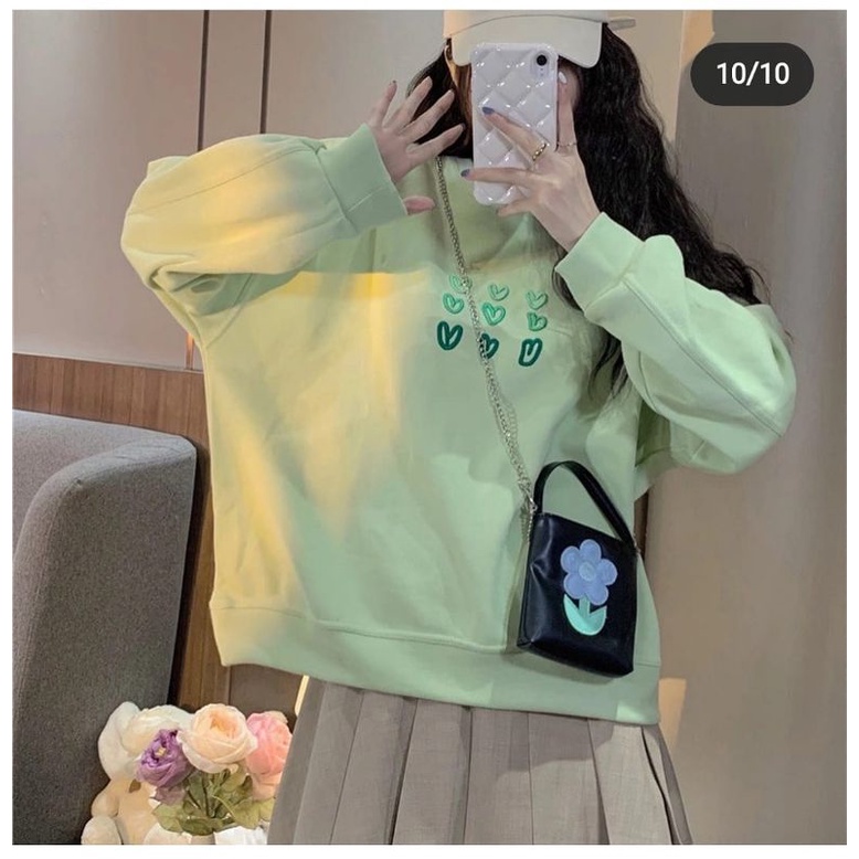 Sweater Polos Crewneck Wanita L &amp; XL Full Love