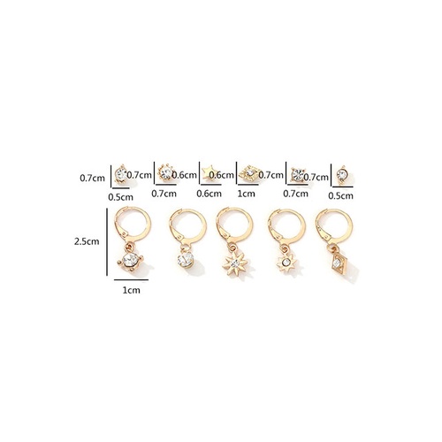 LRC Anting Set Fashion Golden Zircon Sun Star Mango Alloy Earring Set K01086