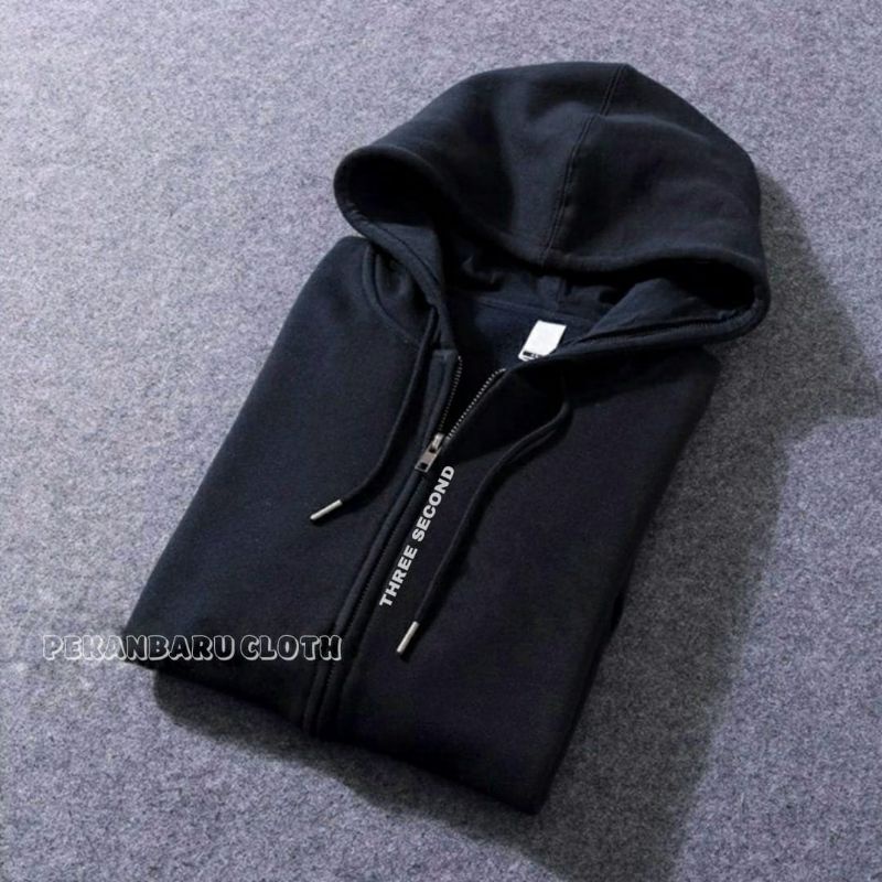 JAKET HOODIE ZIPPER/LOGO THREE SECOND/SIZE L/XL/XXL