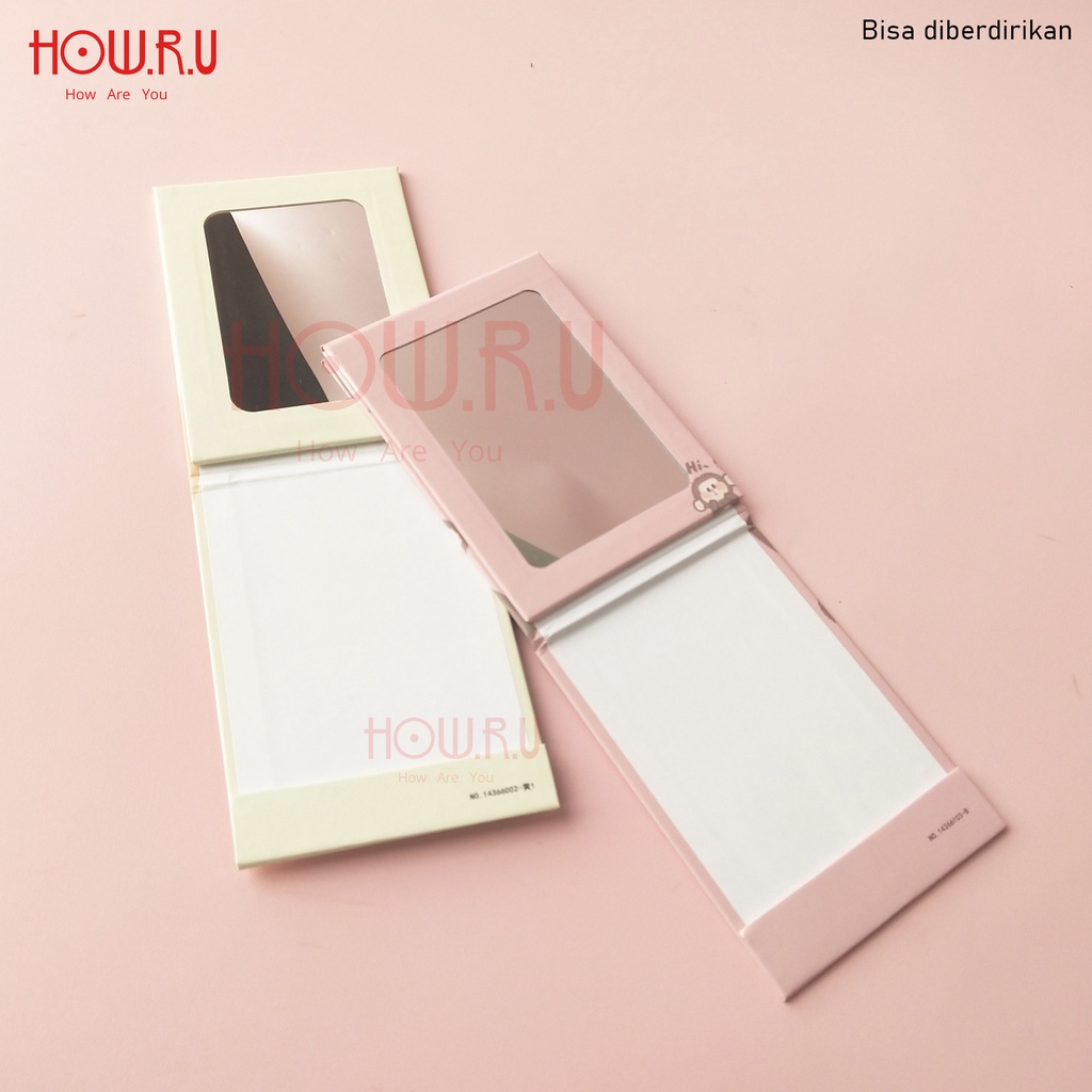 HOW.R.U | 13 x 9 cm - Cermin Lipat / Cermin Saku Korea Warna Pastel Motif Karakter Lucu