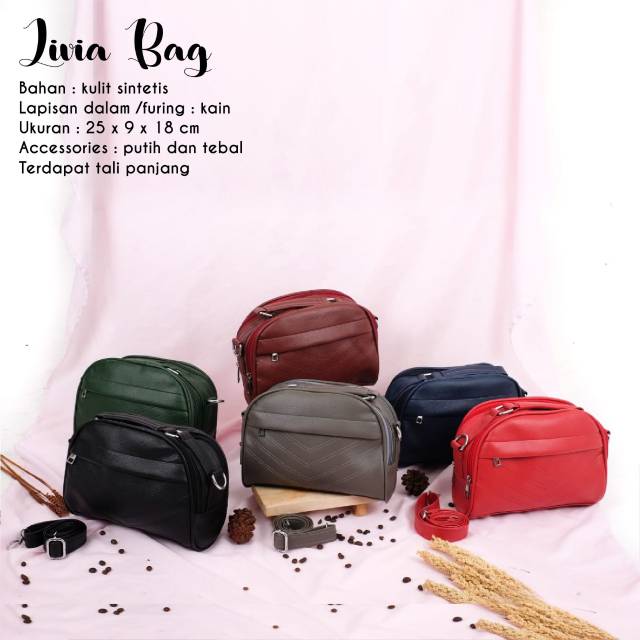 TAS CEWEK LIVIA BAG PREMIUM - BAHAN KULIT SINTETIS