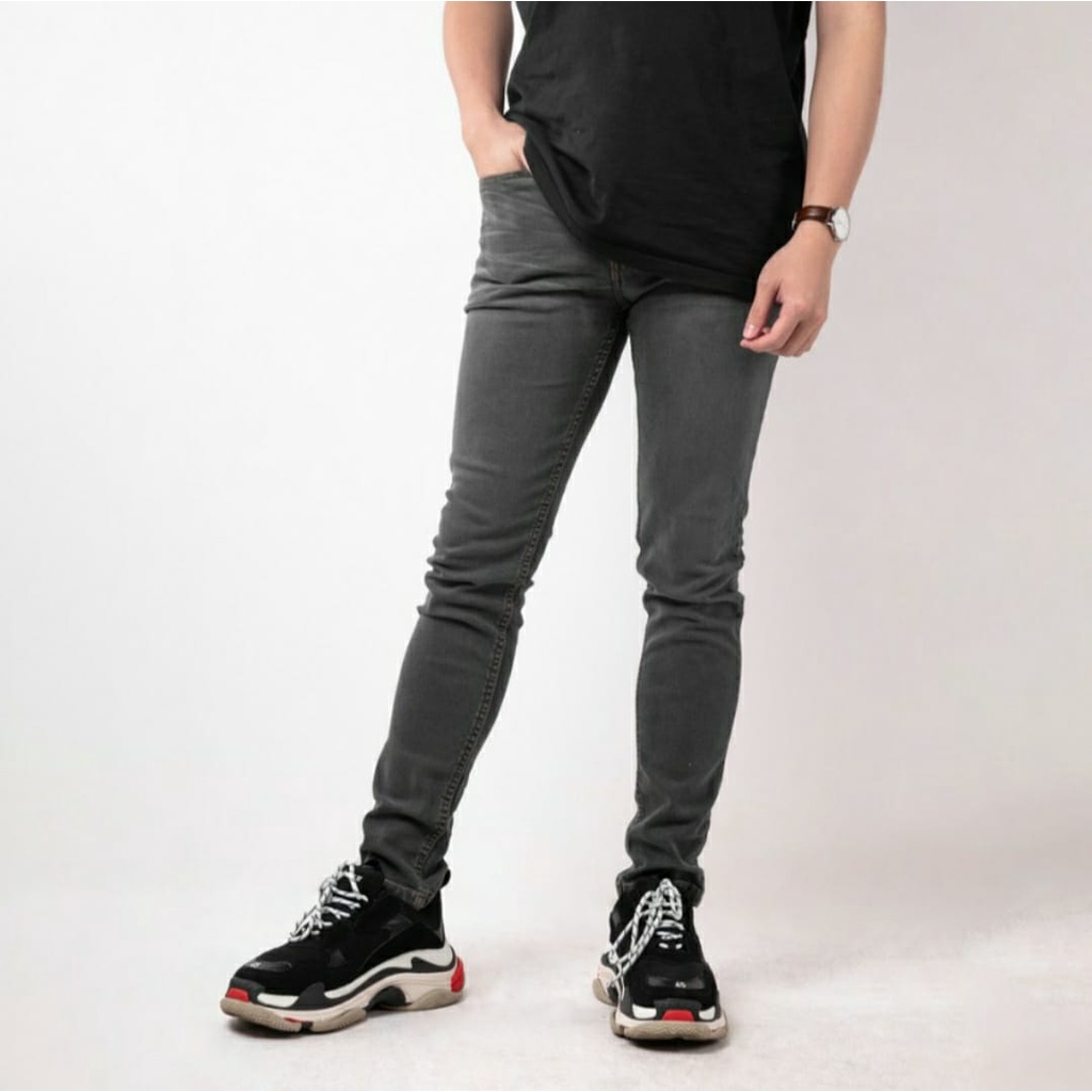 Celana Skinny jeans pria PULL&BEAR SKINNY P&B BLACK&GREY CELANA JEANS PRIA PULL&BEAR P&B