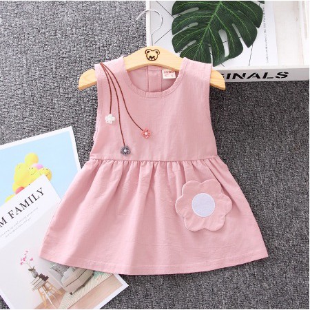 Gaun anak perempuan import gaya kasual style dress bayi cewek polos cotton