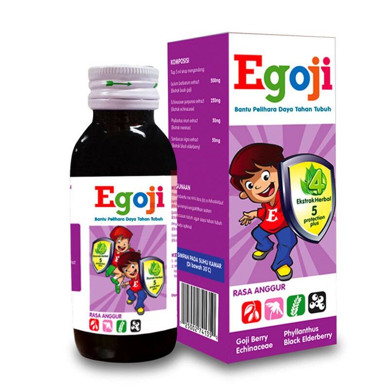 Egoji Sirup multivitamin membantu meningkatkan imun anak rasa anggur 50 ml | 100 ml