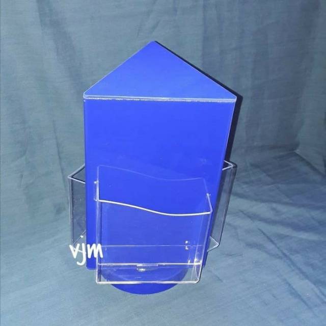 

Tempat brosur acrylic biru putar 3d, brosur holder akrilik