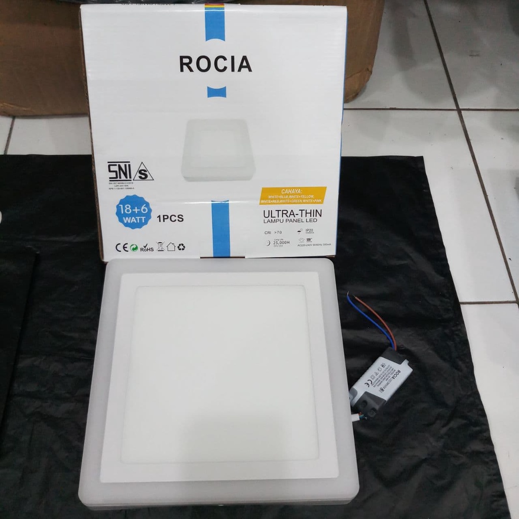 DOWNLIGHT LED PANEL ROCIA 18+6 WATT (24 W) OUTBOW KOTAK PUTIH BIRU