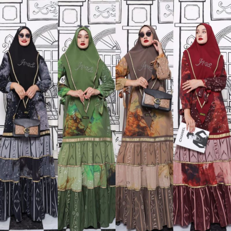 * Bahira Syar’i* by IVAS PRODUCTION l gamis ceruty printing susun