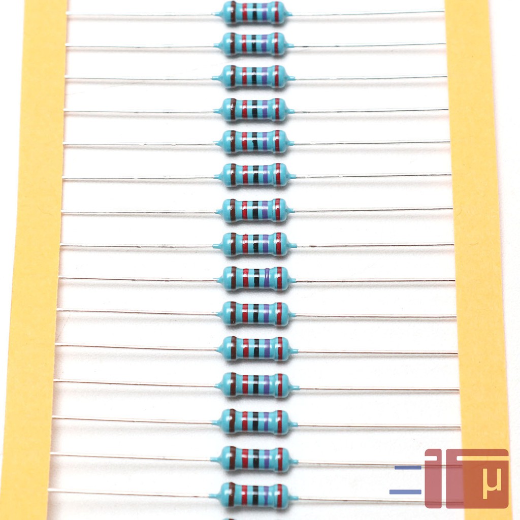 x10 Resistor 27K 1/2W Metal Film 1% Taiwan Kaki Tembaga