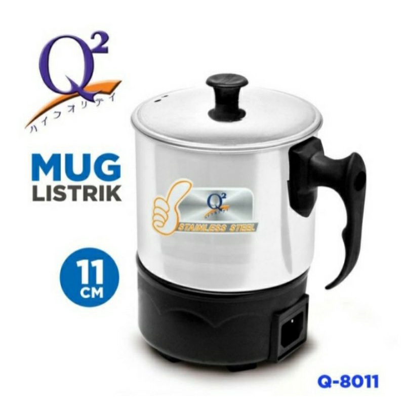 Mug Gelas Pemanas Air Teko Mini Listrik Electrik Stainless Hearing Pemanas 11cm