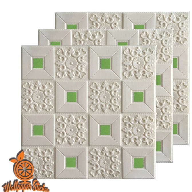 Foam Wallpaper Dinding 3D Foam Wallfoam 35cm X 70 cm Anti Air Dan Minyak Noda Gampang Di bersihkan High Quality-BTK009-HIJAU-35X70