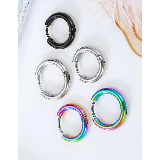 0d8LRC Anting Tusuk Fashion Steel color single retaining stainless steel (1pcs)