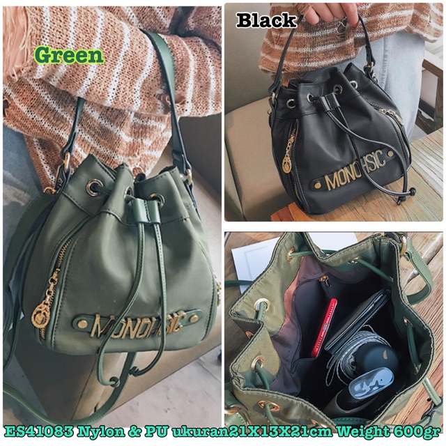 SALE  ES41083 Tas Batam Tote Wanita Import Serut Zipper MONOHSIC Tas Mini Tas Murah