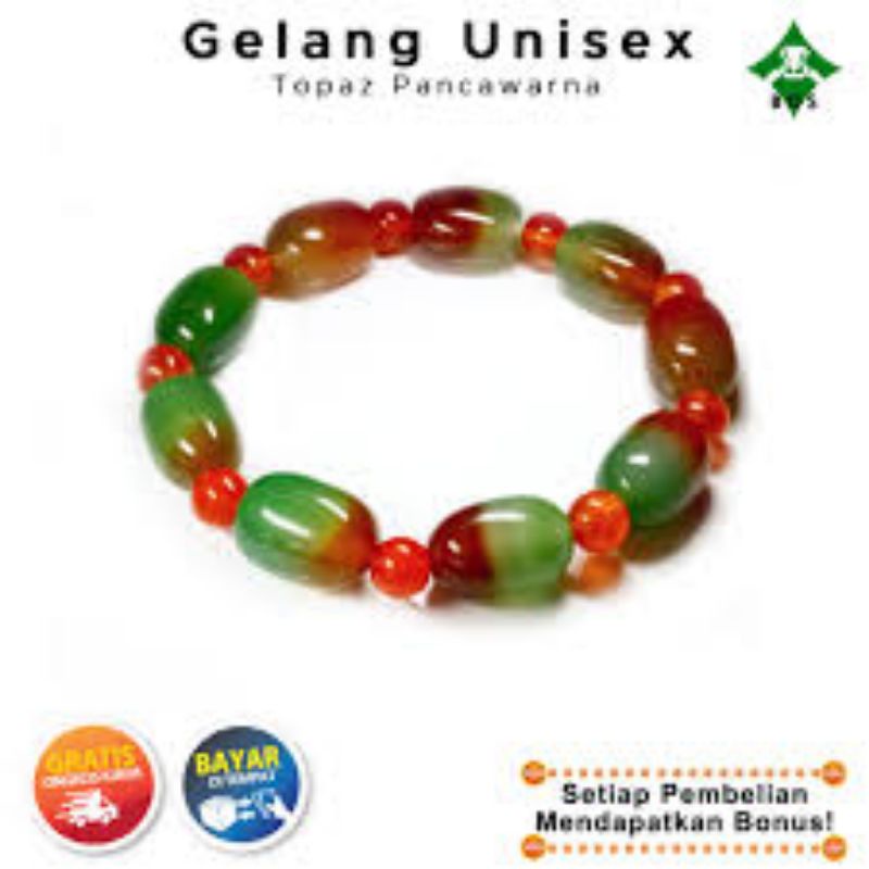 (TERBARU)GELANG PANCAWARNA KRISTAL GIOK ASLI 100%TERMURAH Gelang Giok Untuk Kesehatan Import Natural Asli Batu Alam Pria/Wanita