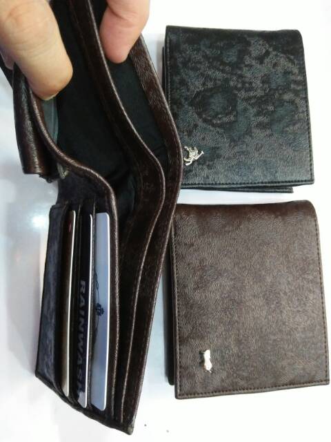 Dompet pendek lipat cowok kulit sintetis tebal