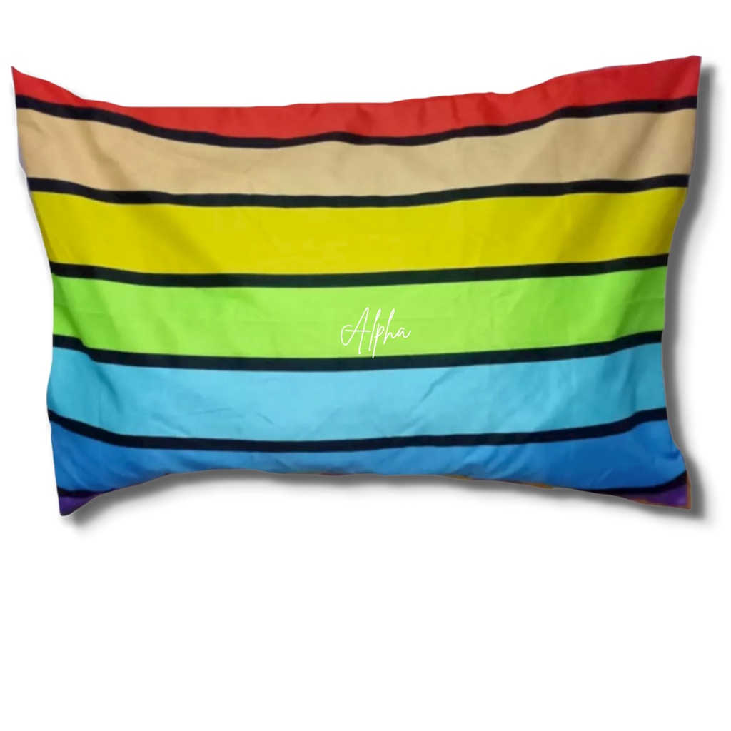 sarung bantal murah bahan katun halus motif aesthetic pelangi rainbow disperse warna tidak luntur