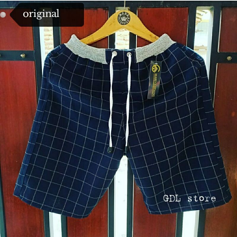 Tartan celana pendek pria dewasa-Navi