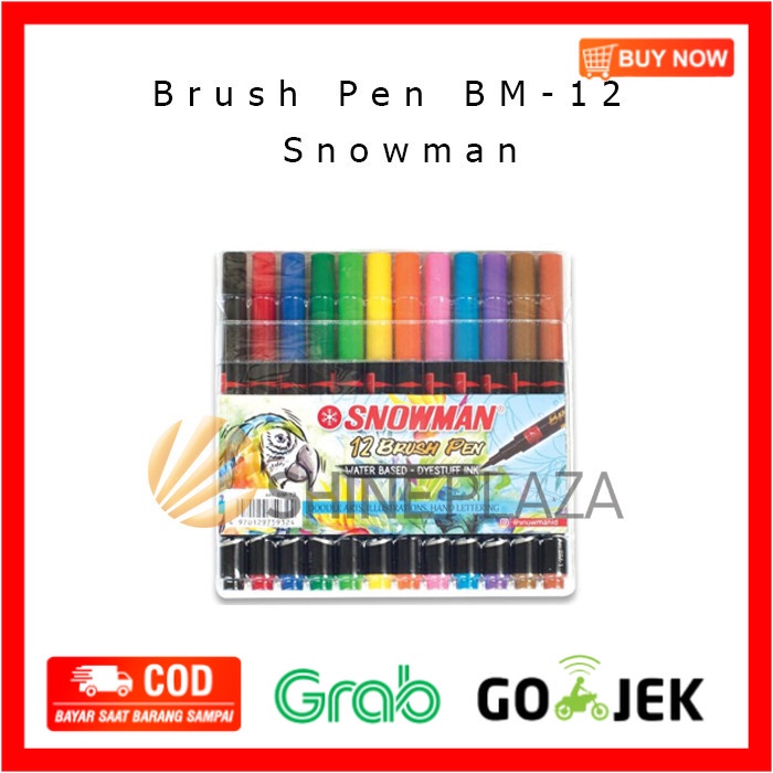 

(BISA COD) Snowman Brush Pen Set 12 Warna BM-12