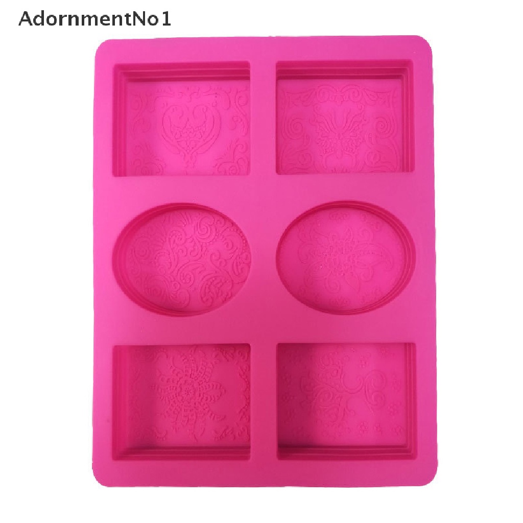 (AdornmentNo1) Cetakan Sabun Handmade 6 Lubang Bentuk Oval / Persegi Panjang Bahan Silikon