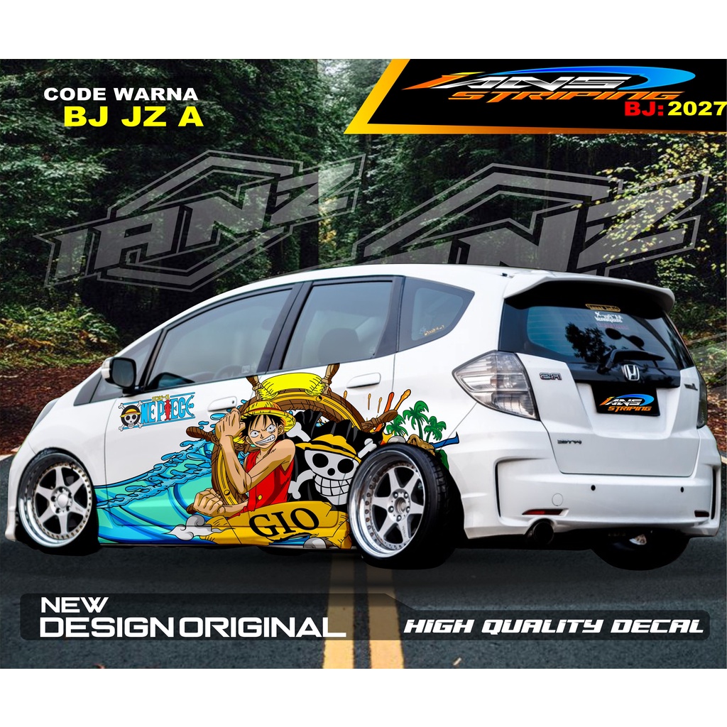 VARIASI STIKER ONE PIECE MOBIL HONDA JAZZ BRIO AGYA AYLA / VARIASI STICKER BODY SAMPING MOBIL BRIO MOBIL JAZZ / STIKER MOBIL