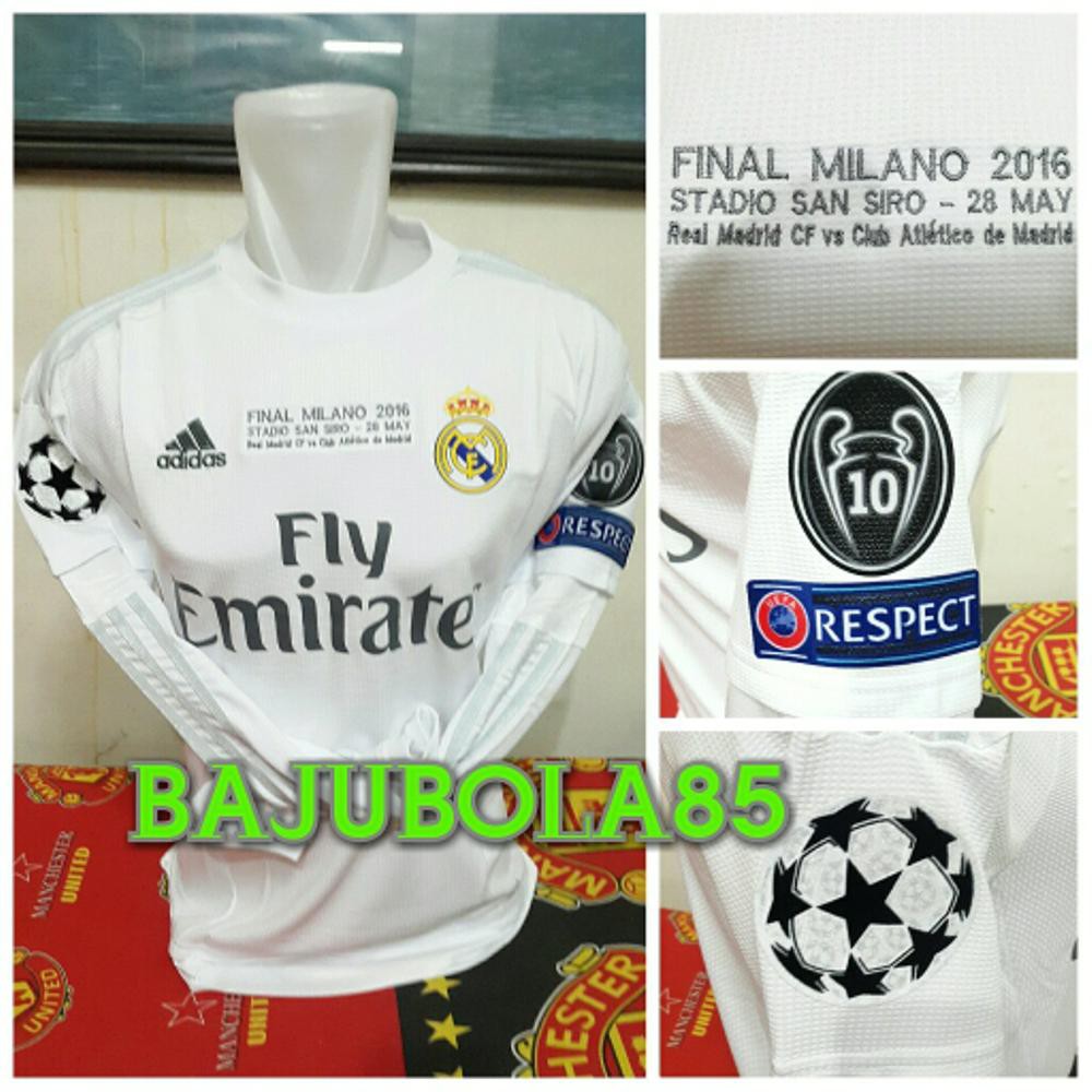 REAL MADRID HOME LONGSLEEVE FINAL MILANO 2016 Limited