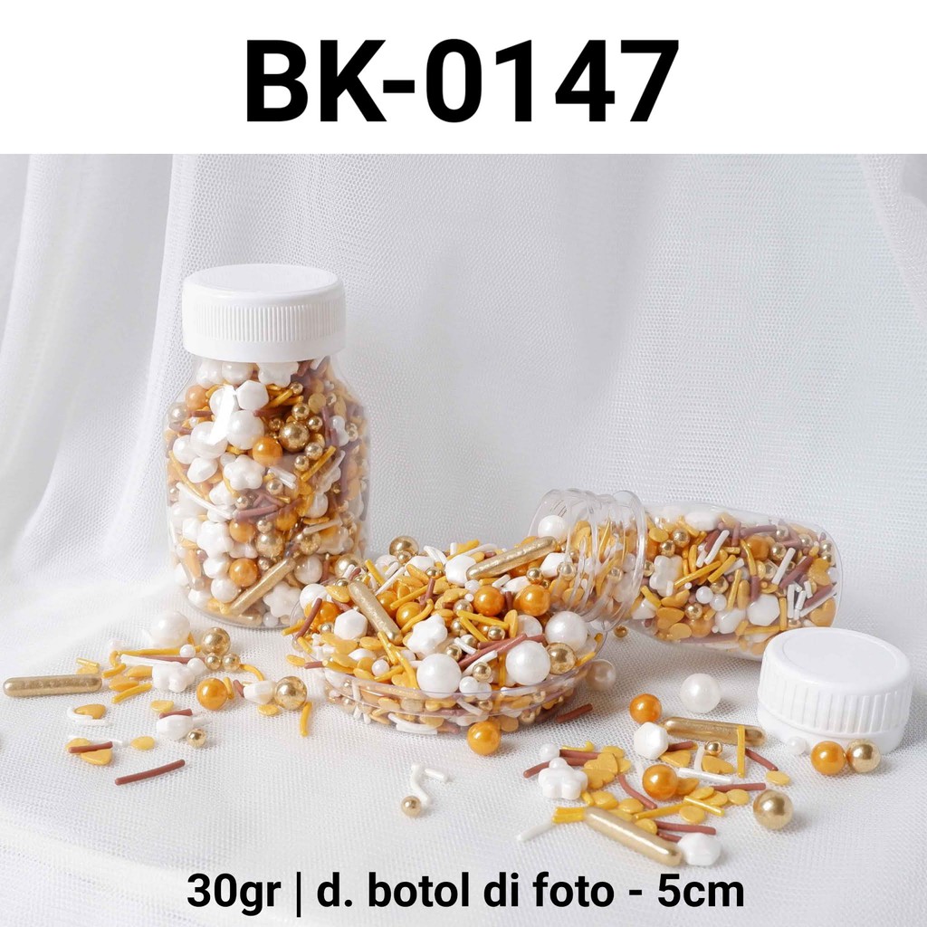 

BK-0147 Sprinkles springkel sprinkle 30gr mutiara stick mix emas