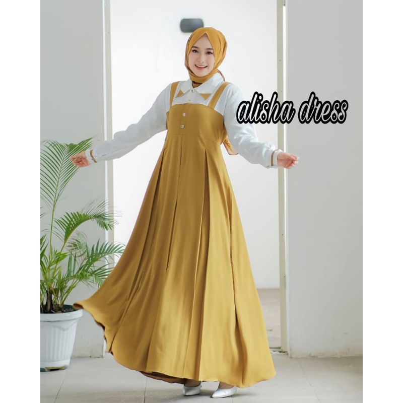 Alisha Dress | Gamis Remaja Simple Terbaru | Viola Maxi | Dress Wanita Busui Polos Bahan Ity Crepe Model Overall